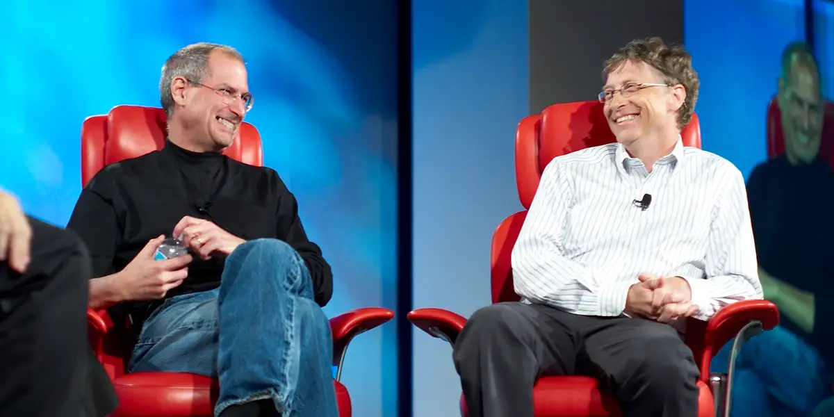 Gates and Jobs laughing